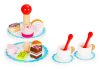 Fa torta készlet Ecotoys - gyerek játékfa torta, fa játék konyha, tortaformák, fa játék élelmiszerek, szerepjáték