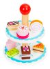 Fa torta készlet Ecotoys - gyerek játékfa torta, fa játék konyha, tortaformák, fa játék élelmiszerek, szerepjáték