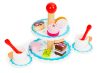 Fa torta készlet Ecotoys - gyerek játékfa torta, fa játék konyha, tortaformák, fa játék élelmiszerek, szerepjáték