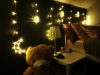 Holdfény, csillagok, karácsonyi fények, függöny, 96LED fényfüzér
