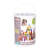 Fa építőkockák gyerekeknek, 100 darab, válogató vödör, ECOTOYS