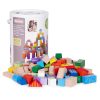 Fa építőkockák gyerekeknek, 100 darab, válogató vödör, ECOTOYS