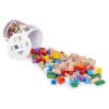 Fa építőkockák gyerekeknek, 100 darab, válogató vödör, ECOTOYS