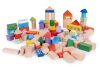 Fa építőkockák gyerekeknek, 100 darab, válogató vödör, ECOTOYS