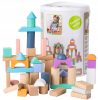 Fa építőkockák 100 darabos vödör + válogató Ecotoys