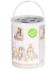 Fa építőkockák 100 darabos vödör + válogató Ecotoys
