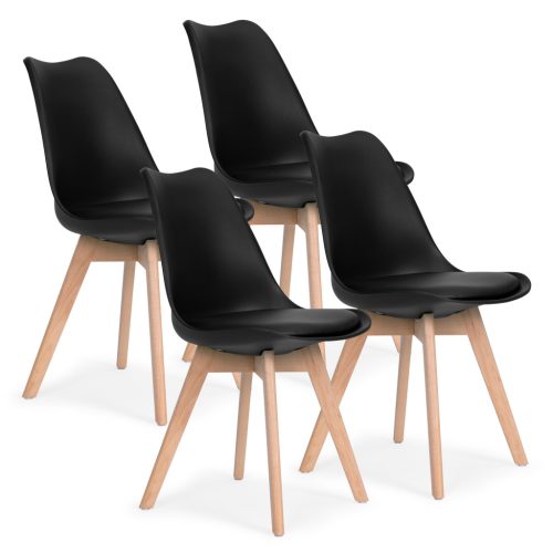 4 darabos nappali-étkező szék szett párnával, eco-bőr, ModernHome