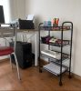 ModernHome fekete fém gurulós fürdőszobai polc 4 polccal