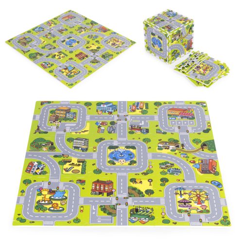 Nagy EVA habszőnyeg gyerekeknek, Város, 90,5x90,5 cm, 21 db, ECOTOYS