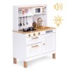 Fa játékkonyha gyerekeknek hangokkal és LED-del, nagy, nyitható szekrényekkel, 7 kiegészítővel, ECOTOYS