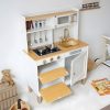 Fa játékkonyha gyerekeknek hangokkal és LED-del, nagy, nyitható szekrényekkel, 7 kiegészítővel, ECOTOYS