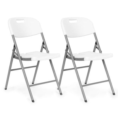 2 darabos összecsukható szék szett, fehér, HDPE