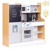 Gyerek konyha hanggal és LED krétatáblával, fém kiegészítőkkel, MDF, 3+ év, ECOTOYS