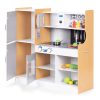 Gyerek konyha hanggal és LED krétatáblával, fém kiegészítőkkel, MDF, 3+ év, ECOTOYS