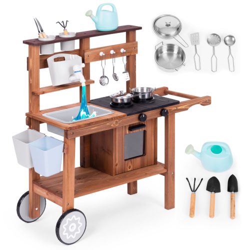 Gyerek kültéri sárkonyha kiegészítőkkel, fenyőfából – ECOTOYS