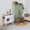 Gyerek fa konyha retro sütővel, főzőlapokkal, mosogatóval és kiegészítőkkel – ECOTOYS