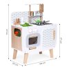 Gyerek fa konyha retro sütővel, főzőlapokkal, mosogatóval és kiegészítőkkel – ECOTOYS