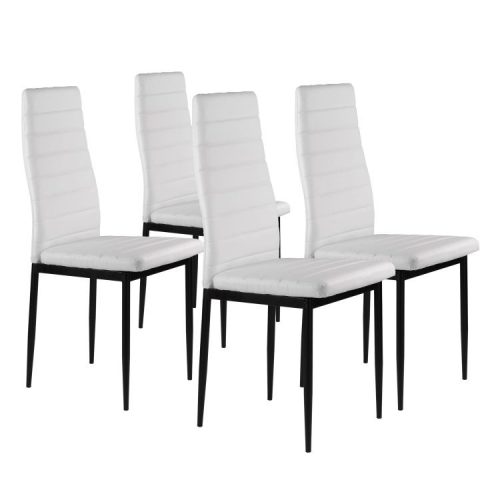 4 darab étkezőszék nappaliba, fehér, ergonomikus háttámlával, eco-bőr kárpittal