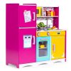 Színes nagy fa játékkonyha gyerekeknek nyitható hűtővel, sütővel, mikróval – ECOTOYS