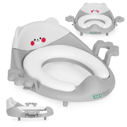 Gyerek WC-ülőke fogantyúval, puha párnával, szürke, ECOTOYS