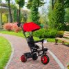 3 az 1-ben gyerek tricikli babakocsi, forgatható üléssel, kupolával, piros, ECOTOYS