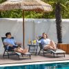 Összecsukható kerti és strand nyugágy, állítható háttámlával, acélvázzal, szürke – MultiGarden