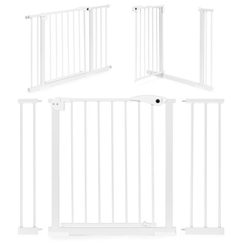 Biztonsági kapu lépcsőkhöz és ajtókhoz, 74–105 cm, acél, bővíthető, fehér, ECOTOYS