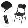 2 darabos összecsukható szék szett, fém, HDPE, fekete, ModernHome