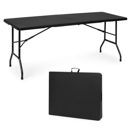 Catering asztal 180 cm, bőrönddé hajtható, fekete, ModernHome