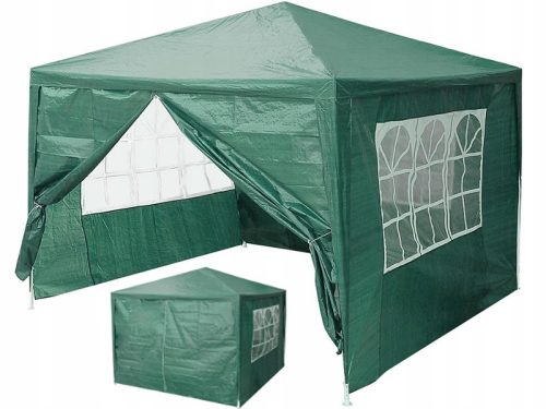 Kerti rendezvénysátor, 3x3 m, 4 oldalfal, zöld, MultiGarden