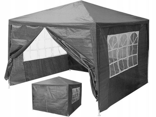 Kerti rendezvénysátor, 3x3 m, 4 oldalfal, szürke, MultiGarden
