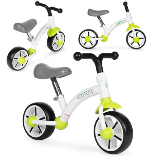 Gyerek futóbicikli, EVA kerekekkel, állítható üléssel, zöld, ECOTOYS