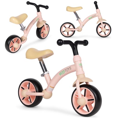 Gyerek futóbicikli, EVA kerekekkel, állítható ülés, rózsaszín, ECOTOYS