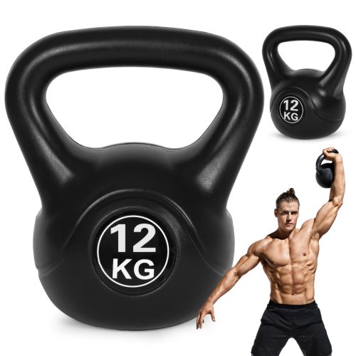 Kettlebell 12 kg edzéshez, súlygolyó, fitnesz teher, ModernHome