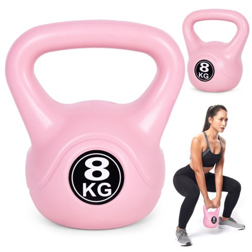 Kettlebell 8 kg edzéshez, súlygolyó, fitnesz, rózsaszín, ModernHome
