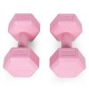 Hatszögletű kézisúlyzó szett 2x2 kg, edzősúlyok, pink, ModernHome
