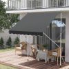 Állítható magasságú, vízálló erkély napellenző kézi tekerővel, 300x120 cm, szürke MultiGarden