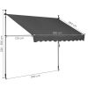 Állítható magasságú, vízálló erkély napellenző kézi tekerővel, 300x120 cm, szürke MultiGarden