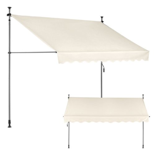 Erkély napellenző 300x120 cm, állítható magasságú, vízálló, kézi tekerővel, bézs MultiGarden