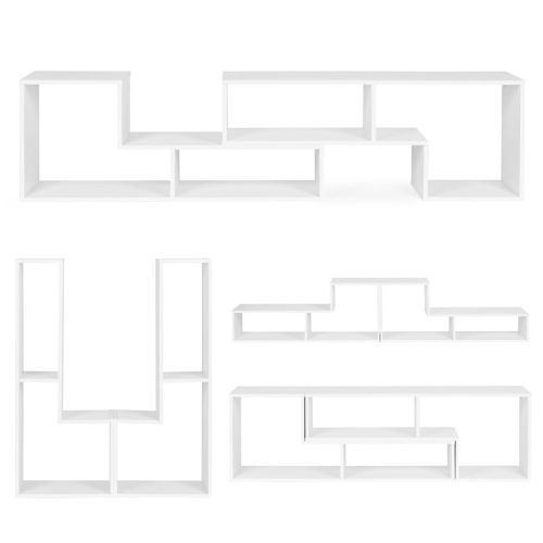 Modern moduláris geometrikus könyvespolc – szekrény 4 polccal ModernHome