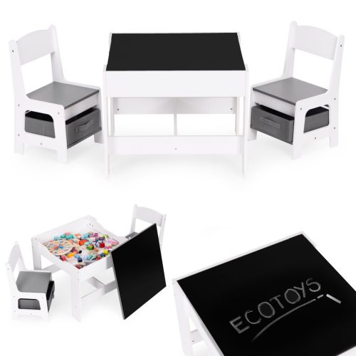 Gyerek bútor szett – asztal + 2 szék krétatáblával ECOTOYS