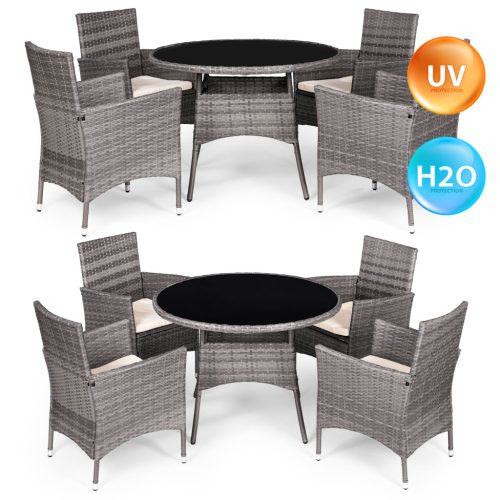 Rattan hatású kerti bútor szett – 4 szék + kerek asztal MultiGarden