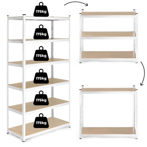 Tárolóállvány 222x110x50 cm horganyzott acél, 6 polc, 1050 kg teherbírás ModernHome