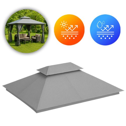 Vízálló tető kerti pavilonhoz 3x4 m szellőzőnyílással, szürke MultiGarden