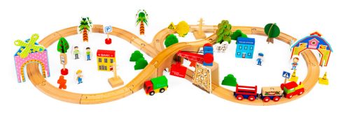 74 darabos elemes fa vasútpálya Ecotoys