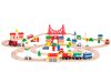 Fából készült elemes vasútpálya, 90 darabos, Ecotoys