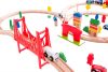 Fából készült elemes vasútpálya, 90 darabos, Ecotoys
