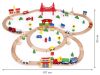Fából készült elemes vasútpálya, 90 darabos, Ecotoys