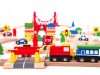 Fából készült elemes vasútpálya, 90 darabos, Ecotoys