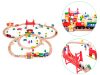 Fából készült elemes vasútpálya, 90 darabos, Ecotoys
